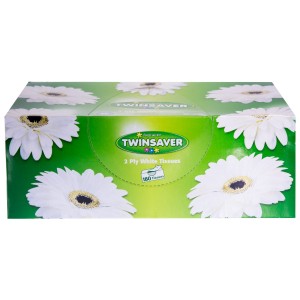 TWINSAVER FACIAL TISSUE WHITE 180EA