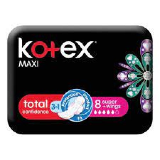 KOTEX BLACK MAXI PADS SUPER+WINGS 8EA