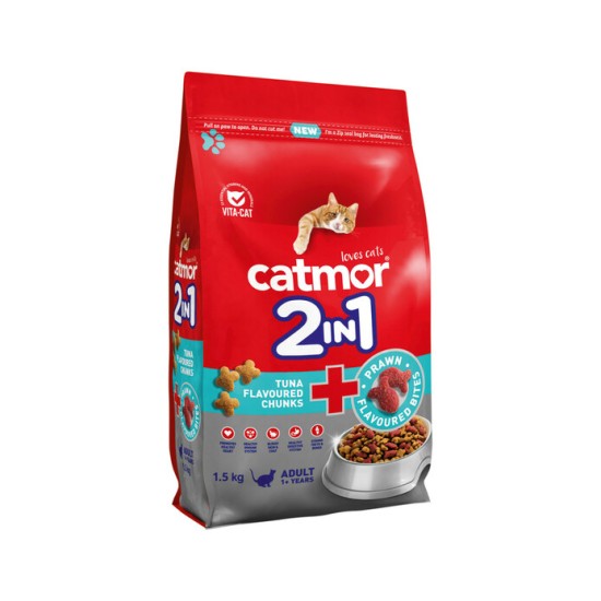 CATMOR 2IN1 TUNA CHNK&PRAWN 1.5KG